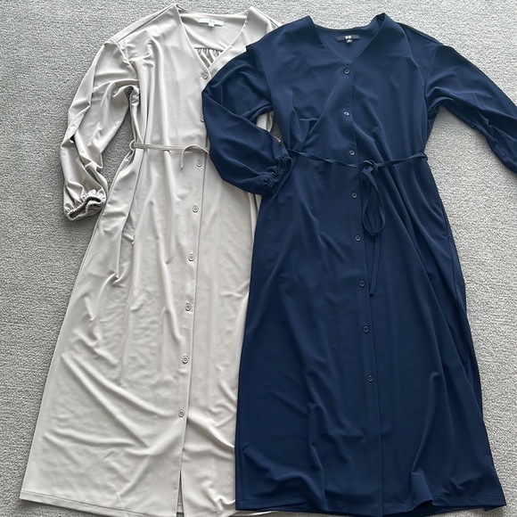 UNIQLO CREPE JERSEY LONG SLEEVE MIDI DRESS - Picture 7 of 7